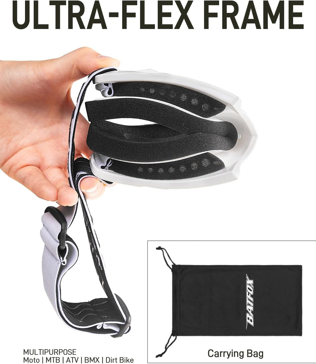 Dirt Bike ATV Goggles Motorcycle Gear Riding Motocross Dirtbike 4-Wheeler MX DH Accessories Goggles Glasses for Men Women Youth UV400 Protection Dust-Proof Anti-Slip Strap