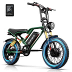 S8 Fat Tire Electric Bike 20", 3000W Dual Motor E-Mountain Bike for Adults, 32MPH 7-Speed Ebike,48V 25AH UL2849, Green