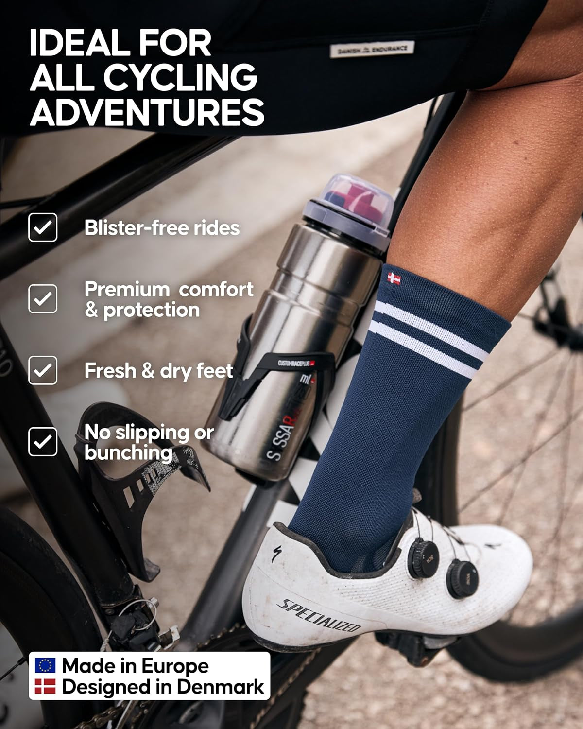 Cycling Socks, Crew Length, Breathable, and Cushioned Bike Socks, for Men & Women, Unisex, 3-Pack