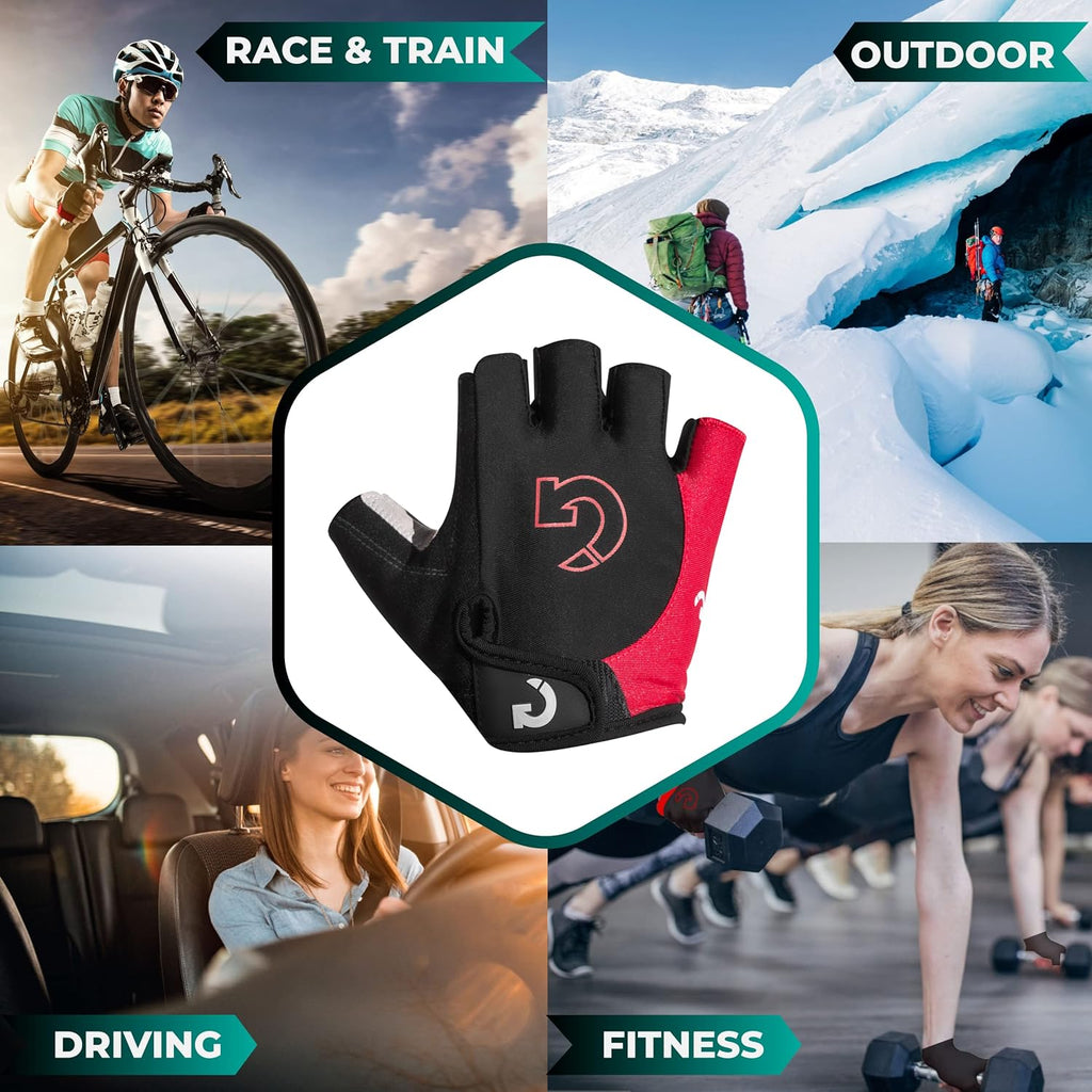 Cycling Gloves Bike Bicycle Motorcycle Glove Mountain Bike Gloves MTB Shockproof Foam Padded Outdoor Workout Sports Half Finger Short Gloves Guantes