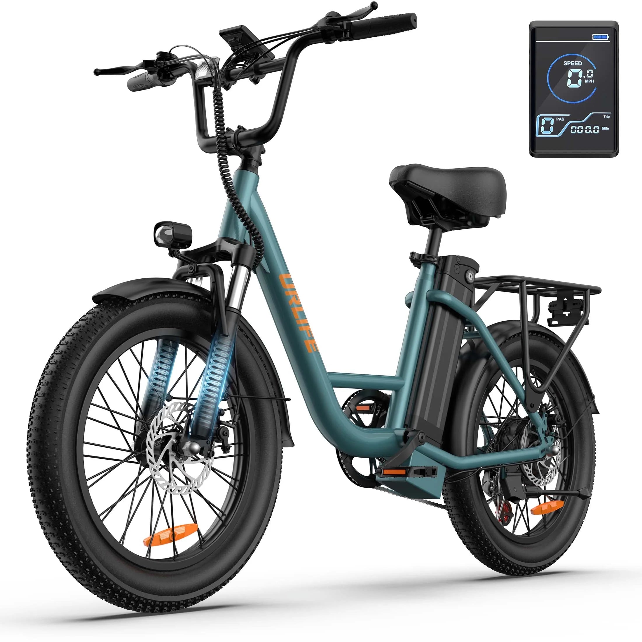 20" Electric Bike for Adults, 750W Peak Motor, 48V 13AH Remobavle Battery, 7-Speed Commuting Ebike, Ul2849-Green