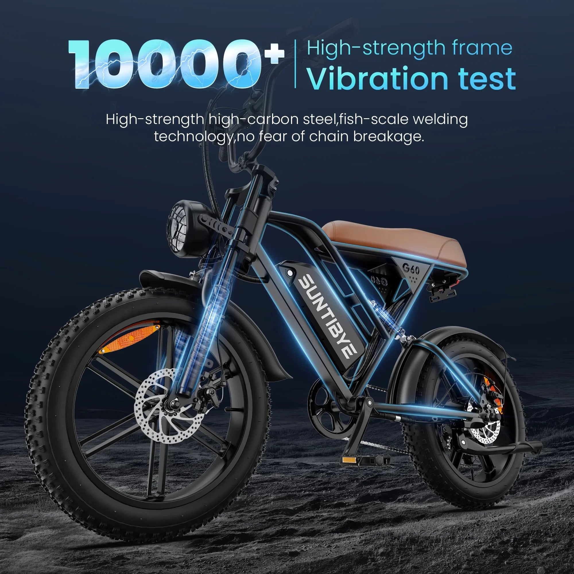 G60 Fat Tire Electric Mountain Bike for Adults 20", 1500W 7-Speed Off-Road Ebike, 30MPH & 70Miles, 48V 20Ah UL2849