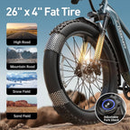 Beagle Electric Mountain Bike for Adults 720W,48V 15AH Battery Ebike, Full Suspension 26" Fat Tire E Bike,18Mph Electric Bicycle,7 Speed Hydraulic Disc Brakes,Ul2849 Compliant