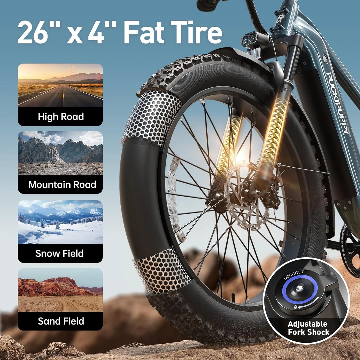 Beagle Electric Mountain Bike for Adults 720W,48V 15AH Battery Ebike, Full Suspension 26" Fat Tire E Bike,18Mph Electric Bicycle,7 Speed Hydraulic Disc Brakes,Ul2849 Compliant