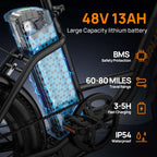 20" Electric Bike for Adults, 750W Peak Motor, 48V 13AH Remobavle Battery, 7-Speed Commuting Ebike, Ul2849-Green