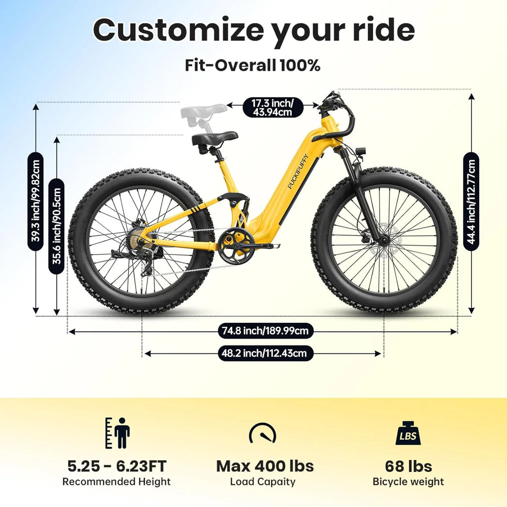 Electric Bike for Adults 960W,48V 20AH Battery Adult Electric Bicycles,26" Fat Tire Full Suspension Step-Thru Ebike,28Mph Mountain Ebike,7 Speed,Boxer ST,UL2849 Compliant