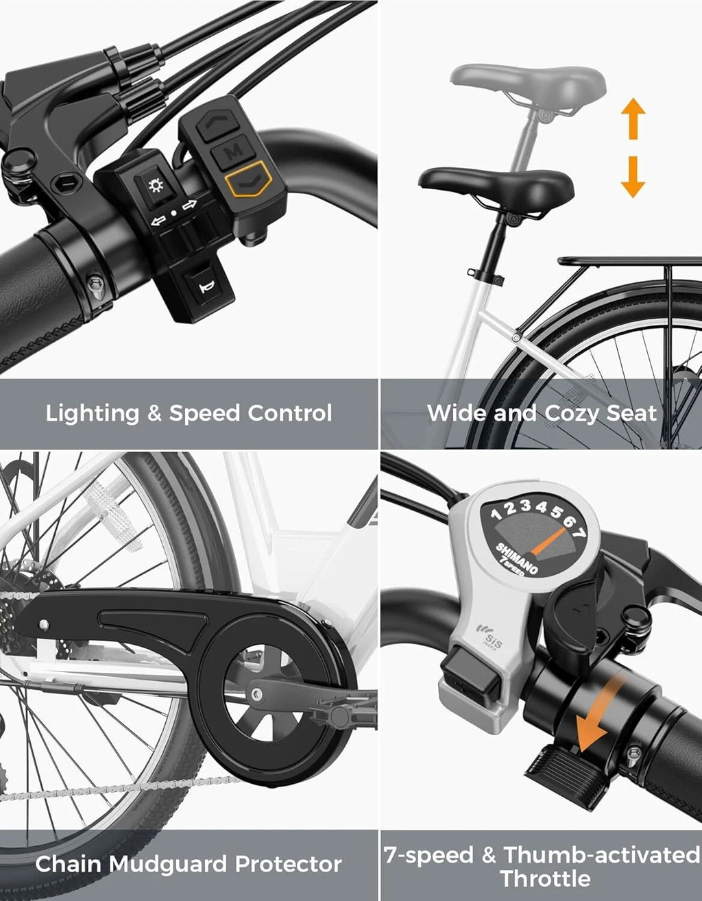 Roamer ST Electric Bike for Adults, 750W Brushless Motor Ebike with 48V 11Ah Removable Battery, 62 Miles, 26'' Commuter City Cruiser Electric Bicycles, UL2849
