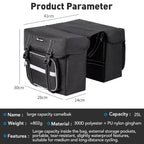 NEWBOLE Bicycle 2In 1 Trunk Bag Cycling Double Side Rear Rack Mountain Road Bike Tail Seat Pannier Pack Luggage Carrier Bike Bag