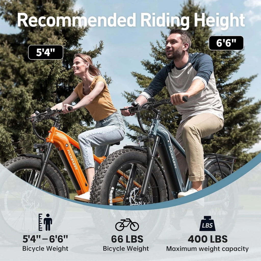 Beagle Electric Mountain Bike for Adults 720W,48V 15AH Battery Ebike, Full Suspension 26" Fat Tire E Bike,18Mph Electric Bicycle,7 Speed Hydraulic Disc Brakes,Ul2849 Compliant