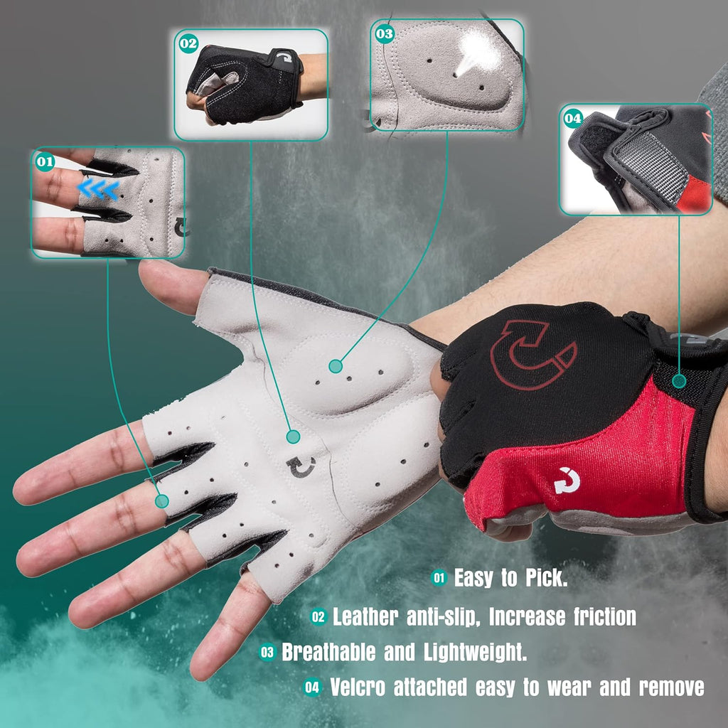 Cycling Gloves Bike Bicycle Motorcycle Glove Mountain Bike Gloves MTB Shockproof Foam Padded Outdoor Workout Sports Half Finger Short Gloves Guantes