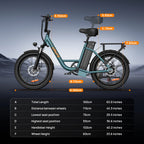 20" Electric Bike for Adults, 750W Peak Motor, 48V 13AH Remobavle Battery, 7-Speed Commuting Ebike, Ul2849-Green