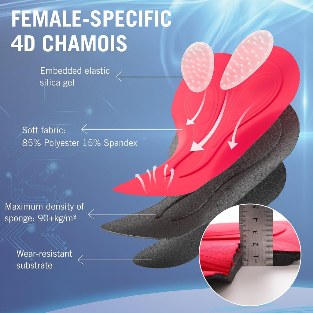 4D Padded Bike Shorts Women Cycling Underwear Gel Padding Pockets