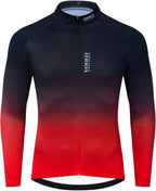 Men'S Bike Jersey Long Sleeve Cycling Shirts with Pockets Reflective Full Zipper MTB Bicycle Wear