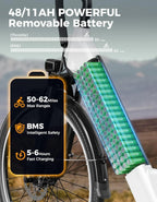 Roamer ST Electric Bike for Adults, 750W Brushless Motor Ebike with 48V 11Ah Removable Battery, 62 Miles, 26'' Commuter City Cruiser Electric Bicycles, UL2849