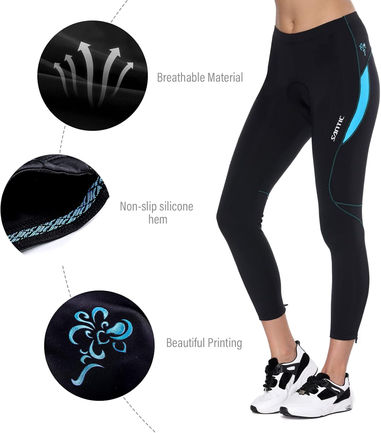 Women'S Bike Pants 4D Padded Cycling Tights High Waisted Bicycle Trousers with Pockets Biking Apparel UPF 50+