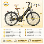 Electric Bike for Adults, 500W City Cruiser Ebike with 36V 13AH Built-In Battery, 26" Step-Thru Electric Commuter Bike for Woman, Front Suspension, 7-Speed Bicycles UL2849