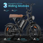 G60 Fat Tire Electric Mountain Bike for Adults 20", 1500W 7-Speed Off-Road Ebike, 30MPH & 70Miles, 48V 20Ah UL2849