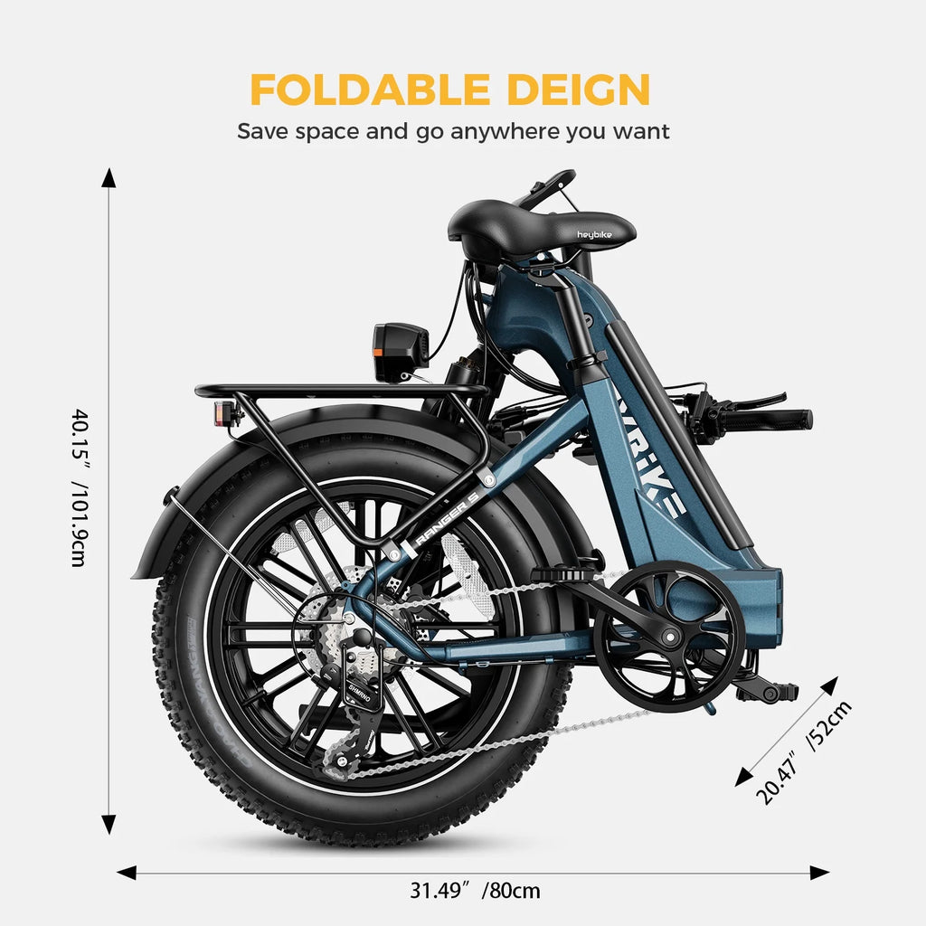 Ranger S Electric Bike for Adults, 750W Foldable Ebike with 48V 14.4AH Removable Battery, 55 Miles Range, 20" X 4.0 Fat Tire Step-Thru Electric Bicycle, 7-Speed Hydraulic Fork, UL2849