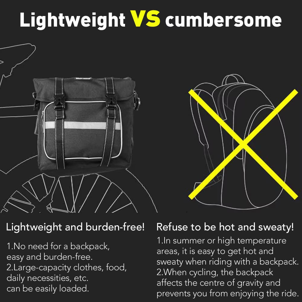 NEWBOLE Bicycle 2In 1 Trunk Bag Cycling Double Side Rear Rack Mountain Road Bike Tail Seat Pannier Pack Luggage Carrier Bike Bag