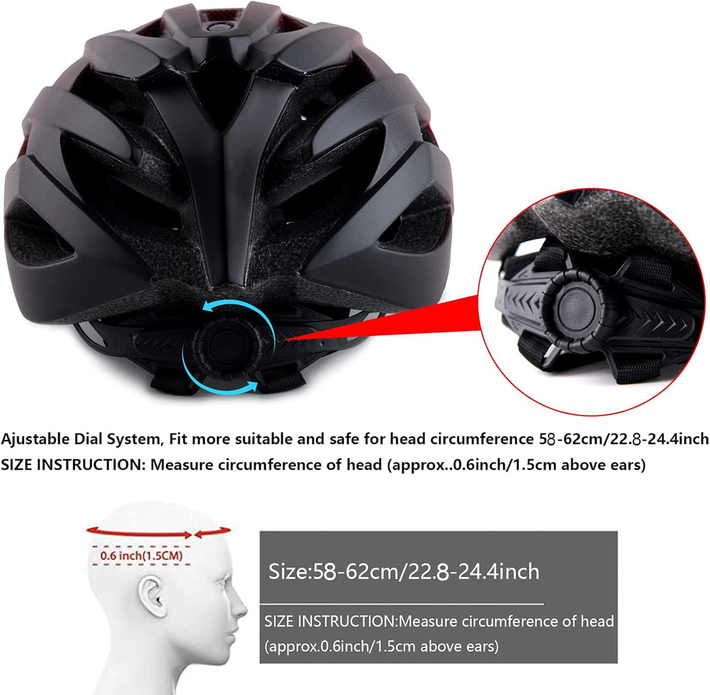 Adult Bike Helmets, Adjustable Mens Womens Bicycle Helmet, Lightweight Road Mountain Cycling Safety Sports Helmets with Detachable Visor