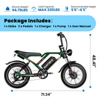 S8 Fat Tire Electric Bike 20", 3000W Dual Motor E-Mountain Bike for Adults, 32MPH 7-Speed Ebike,48V 25AH UL2849, Green