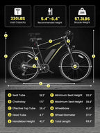 Electric Bike for Adults, 1200W Peak Brushless Motor, up to 50Miles, 28Mph Max Speed Electric Mountain Bike, 480WH Removable Battery Ebike, 27.5'' Tires, 7-Speed and Front Suspension