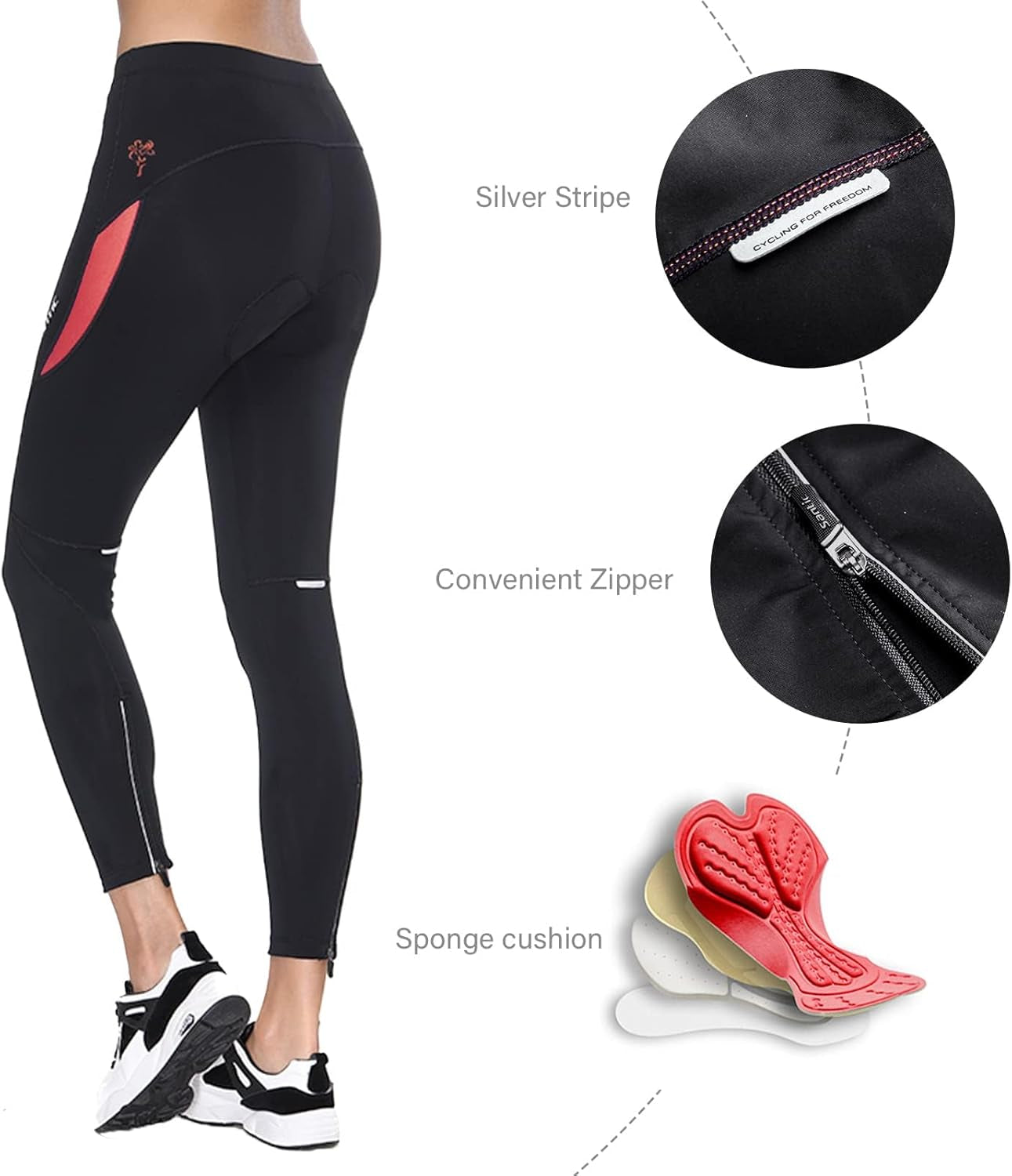 Women'S Bike Pants 4D Padded Cycling Tights High Waisted Bicycle Trousers with Pockets Biking Apparel UPF 50+
