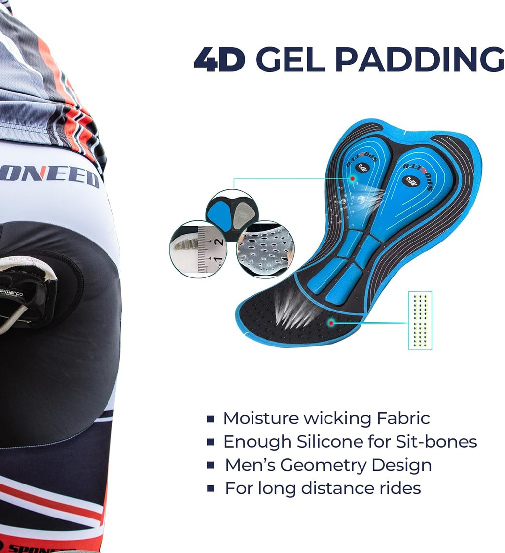 Bike Jersey and Compression Shorts Sets Men'S Biking Shirt with Pockets Ride Clothing Gear