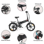Samebike Electric Bike 350W Brushless Motor 48V10.4AH Battery Electric Bicycle 20-inch Tire Aluminum Alloy Folding Frame E Bike