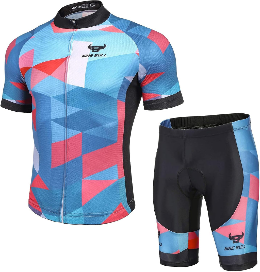 Men'S Cycling Jersey Set - Reflective Quick-Dry Biking Shirt and 3D Padded Cycling Bike Shorts