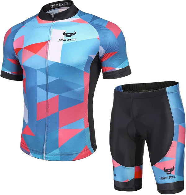 Men'S Cycling Jersey Set - Reflective Quick-Dry Biking Shirt and 3D Padded Cycling Bike Shorts