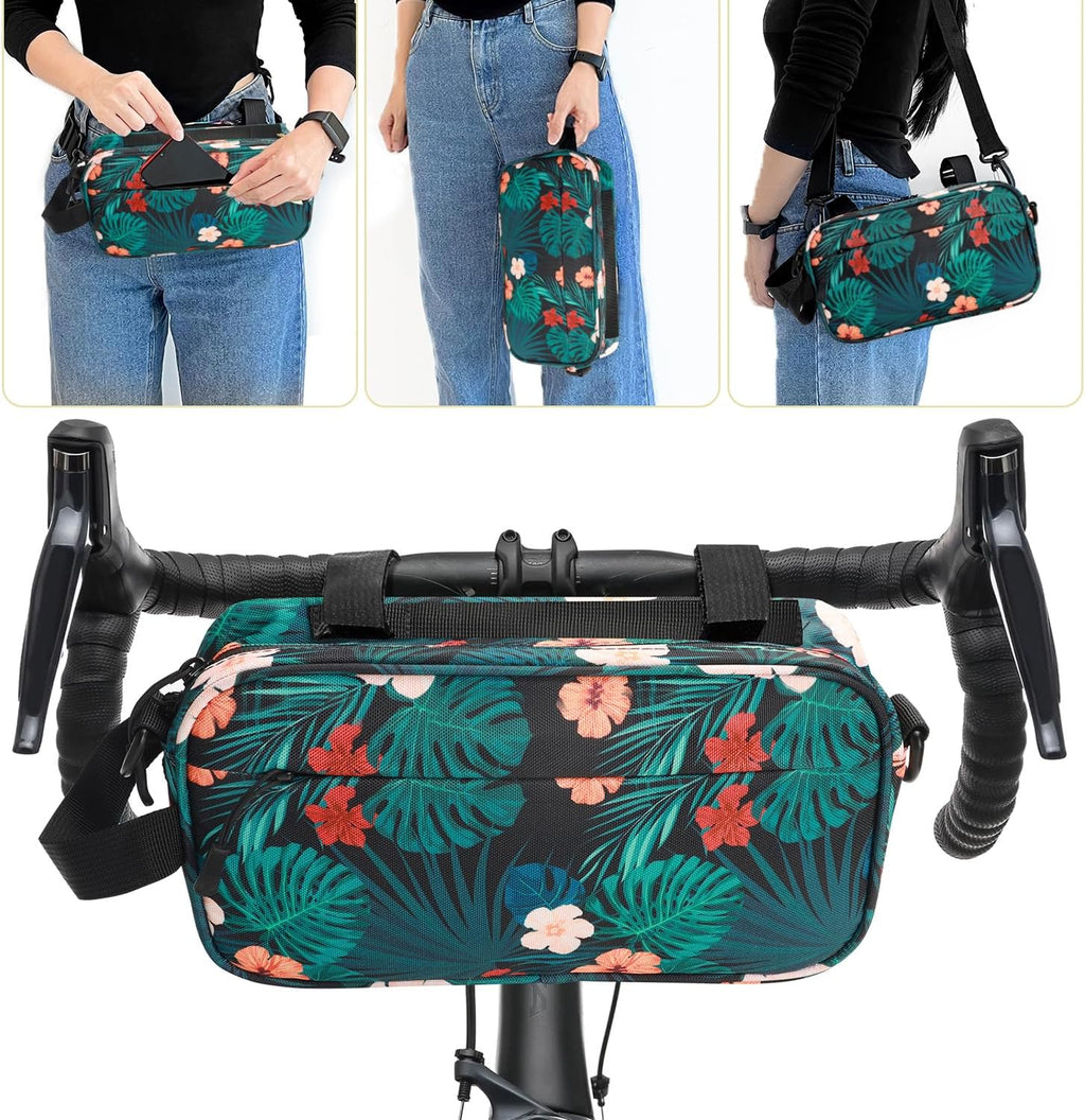 Bike Handlebar Bag, Bike Basket Front, Bicycle Front Bag, Waterproof Bike Frame Bag with Shoulder Strap Bike Storage Bag Shoulder Bag for Men Women Kids Outdoor Road MTB Cycling