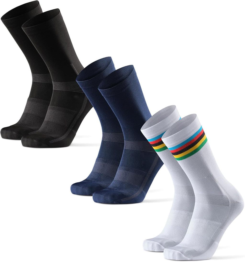 Cycling Socks, Crew Length, Breathable, and Cushioned Bike Socks, for Men & Women, Unisex, 3-Pack