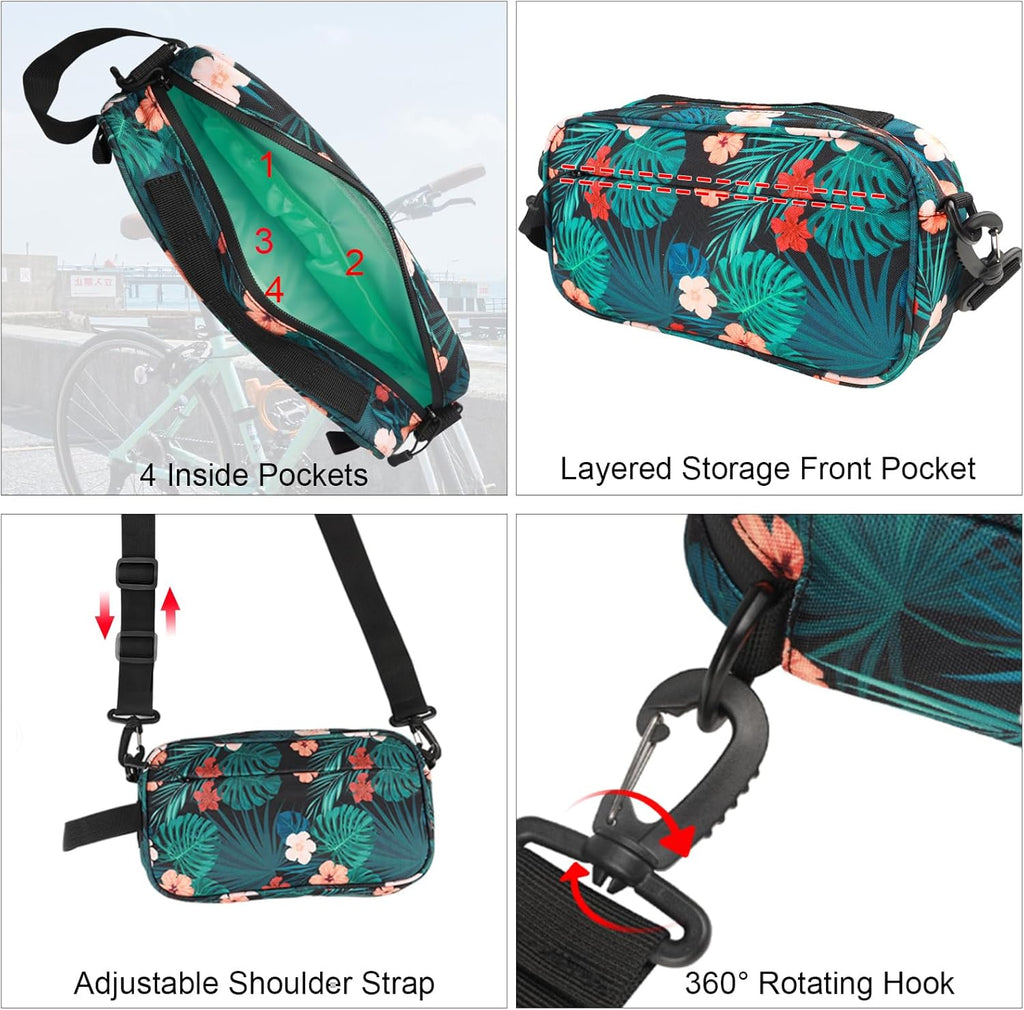 Bike Handlebar Bag, Bike Basket Front, Bicycle Front Bag, Waterproof Bike Frame Bag with Shoulder Strap Bike Storage Bag Shoulder Bag for Men Women Kids Outdoor Road MTB Cycling