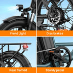 20" Electric Bike for Adults, 750W Peak Motor, 48V 13AH Remobavle Battery, 7-Speed Commuting Ebike, Ul2849-Green