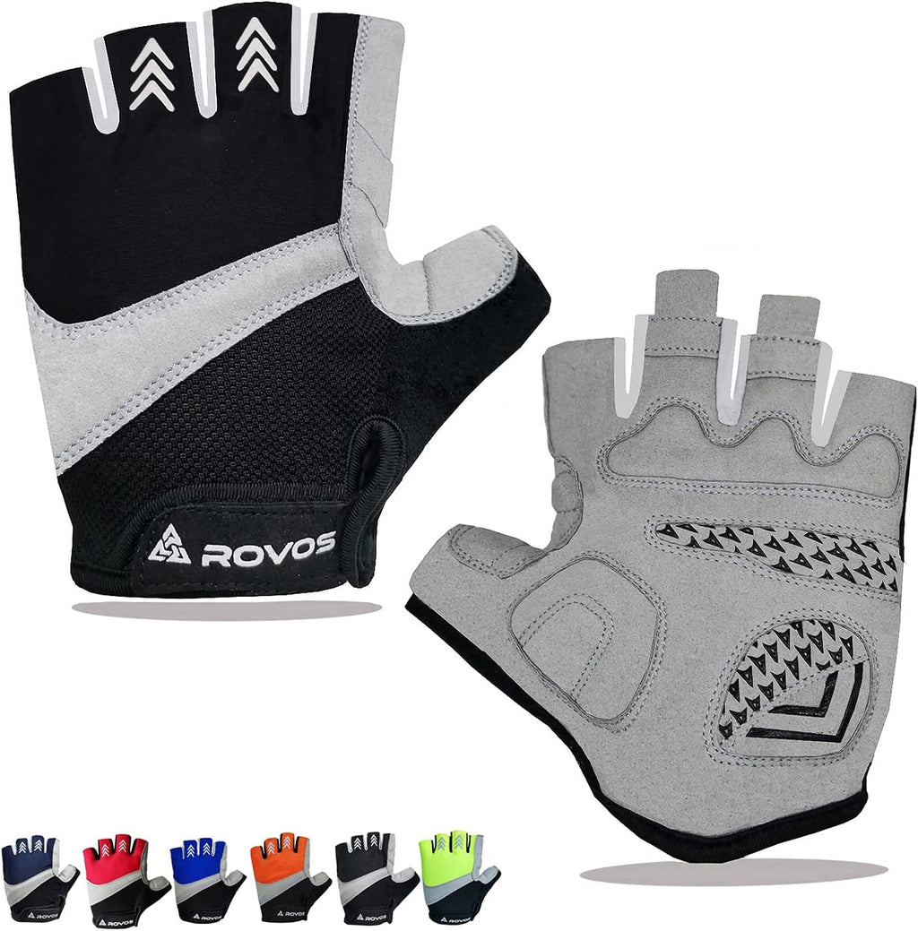 Men & Women Cycling Gloves - 5Mm Padded Half Finger Breathable Mountain & Road Biking Gloves
