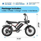 S8 Fat Tire Electric Bike 20", 3000W Dual Motor E-Mountain Bike for Adults, 32MPH 7-Speed Ebike,48V 25AH UL2849, Black