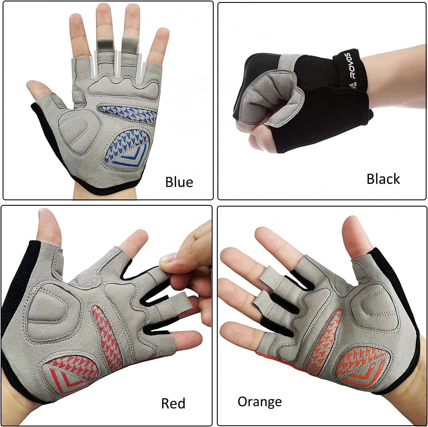 Men & Women Cycling Gloves - 5Mm Padded Half Finger Breathable Mountain & Road Biking Gloves