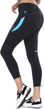 Women'S Bike Pants 4D Padded Cycling Tights High Waisted Bicycle Trousers with Pockets Biking Apparel UPF 50+