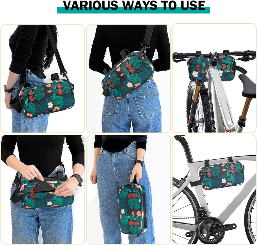 Bike Handlebar Bag, Bike Basket Front, Bicycle Front Bag, Waterproof Bike Frame Bag with Shoulder Strap Bike Storage Bag Shoulder Bag for Men Women Kids Outdoor Road MTB Cycling