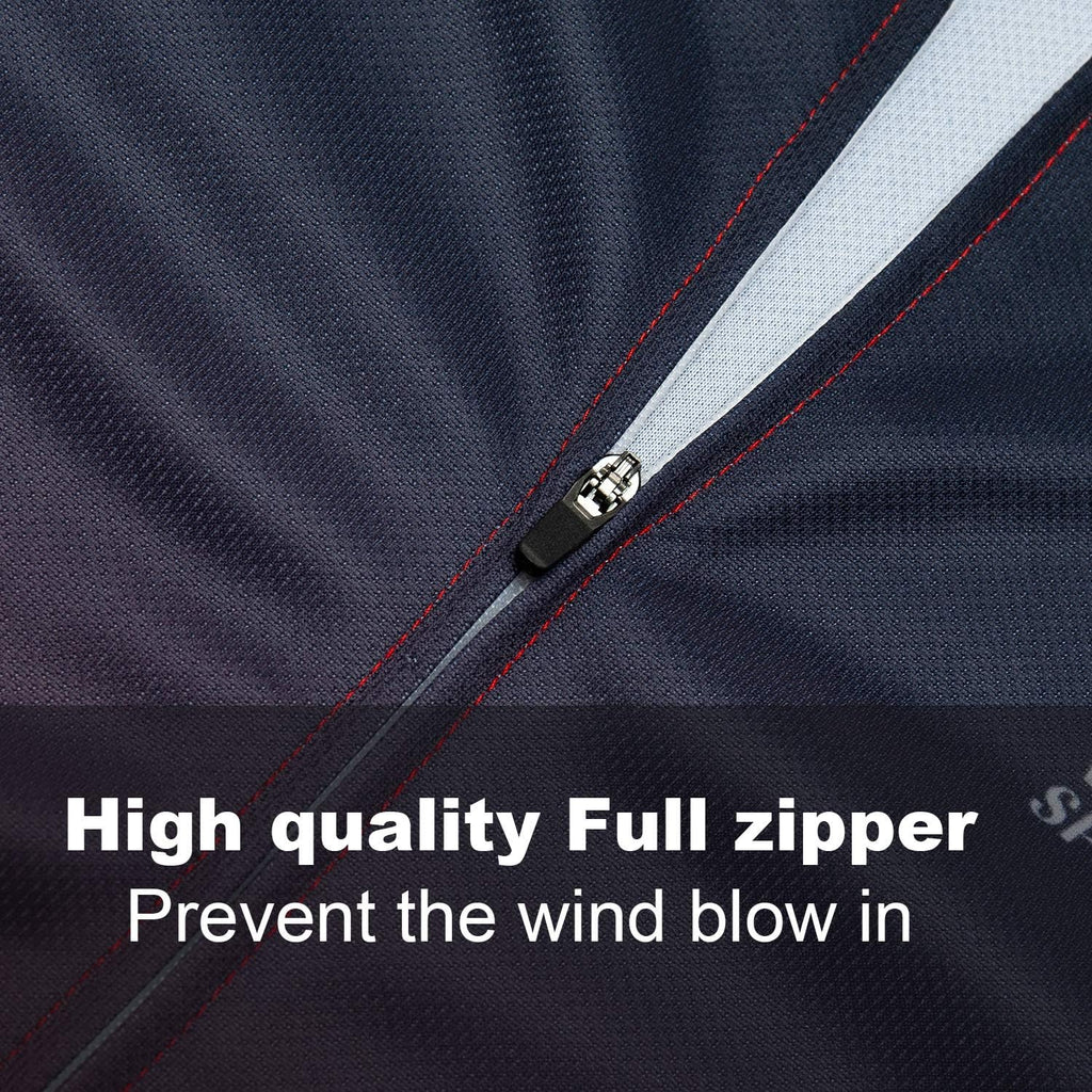 Men'S Bike Jersey Long Sleeve Cycling Shirts with Pockets Reflective Full Zipper MTB Bicycle Wear