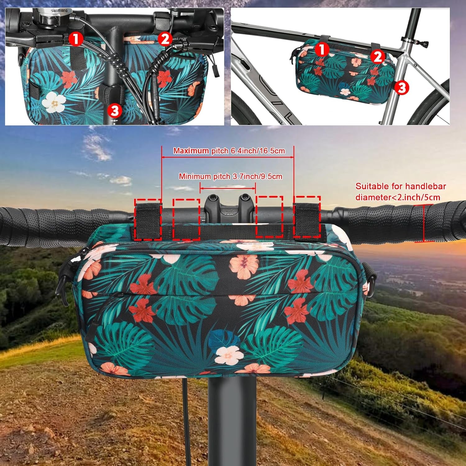 Bike Handlebar Bag, Bike Basket Front, Bicycle Front Bag, Waterproof Bike Frame Bag with Shoulder Strap Bike Storage Bag Shoulder Bag for Men Women Kids Outdoor Road MTB Cycling