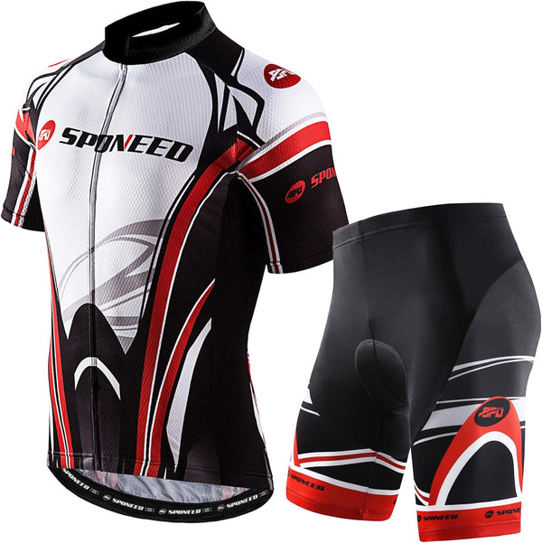 Bike Jersey and Compression Shorts Sets Men'S Biking Shirt with Pockets Ride Clothing Gear