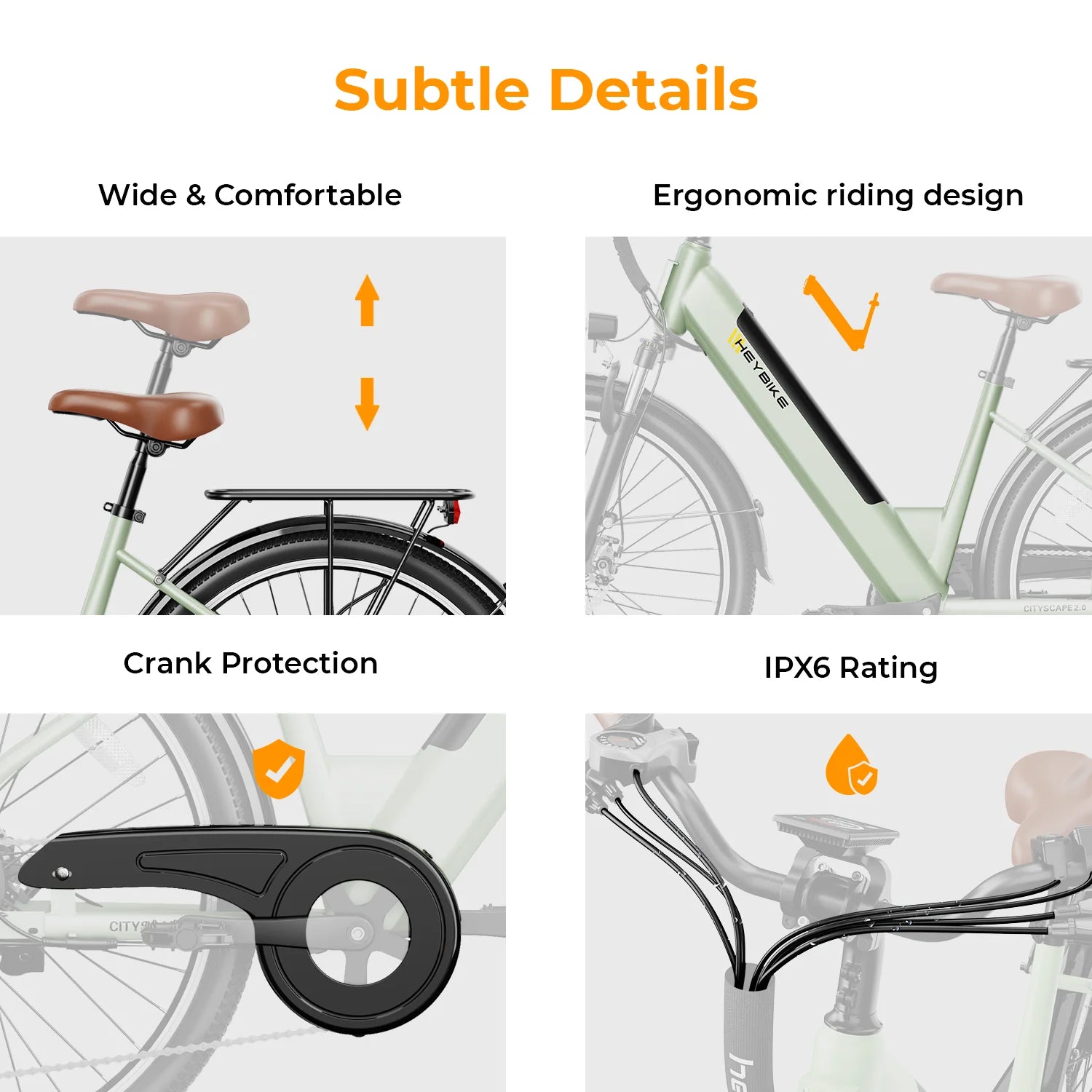 Cityscape 2.0 Electric Bike for Adults with 500W Motor, 36V 13AH Removable Battery Ebike, 26" Electric City Commuter Bike for Woman, 7-Speed and Front Suspension Bicycles UL2849