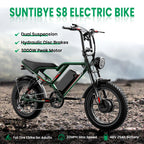 S8 Fat Tire Electric Bike 20", 3000W Dual Motor E-Mountain Bike for Adults, 32MPH 7-Speed Ebike,48V 25AH UL2849, Green