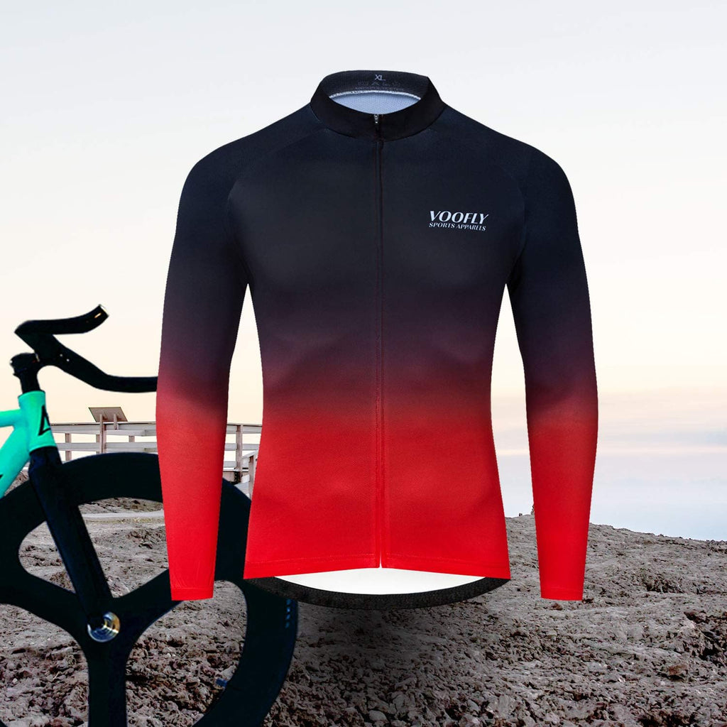 Men'S Bike Jersey Long Sleeve Cycling Shirts with Pockets Reflective Full Zipper MTB Bicycle Wear