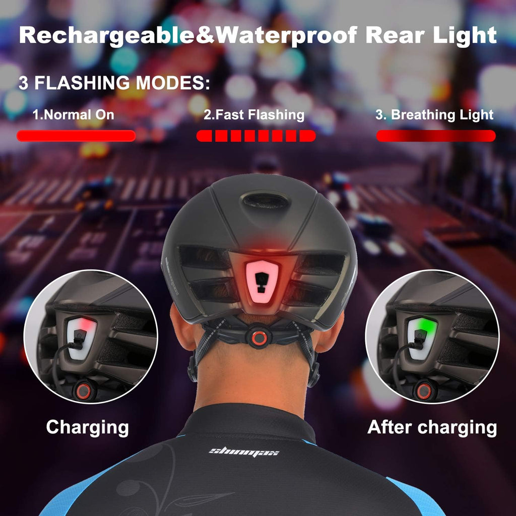 Adult Bike Helmet,Bicycle Helmet with Removable Magnetic Goggles & USB Rechargeable LED Light Road Mountain Bike Helmet Adjustable Size Ultralight Cycling Helmet Men Women SM-T88