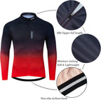 Men'S Bike Jersey Long Sleeve Cycling Shirts with Pockets Reflective Full Zipper MTB Bicycle Wear