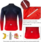 Men'S Bike Jersey Long Sleeve Cycling Shirts with Pockets Reflective Full Zipper MTB Bicycle Wear