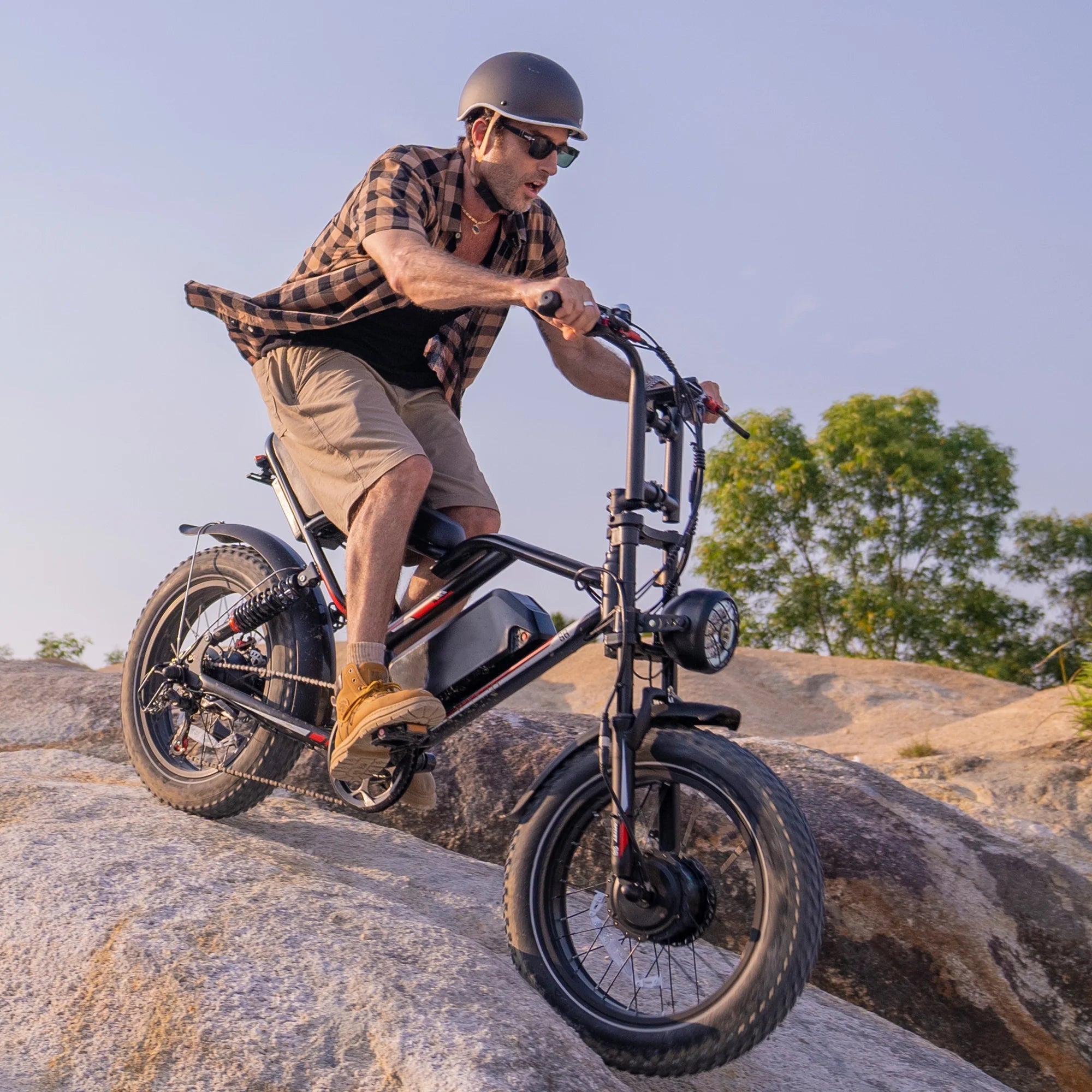 S8 Fat Tire Electric Bike 20", 3000W Dual Motor E-Mountain Bike for Adults, 32MPH 7-Speed Ebike,48V 25AH UL2849, Black